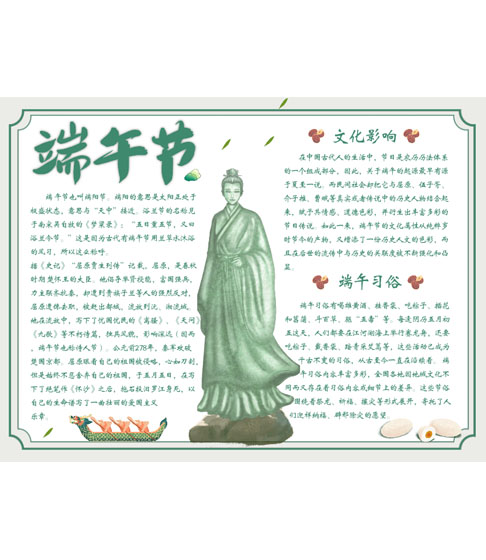 简约清新端午节手抄报