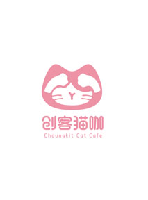 可爱简约猫咖logo设计