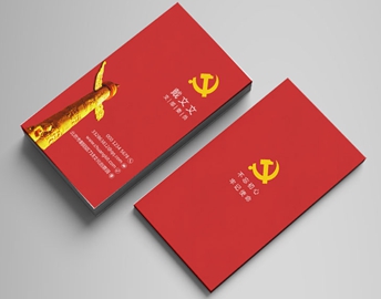 党政教育竖版名片设计